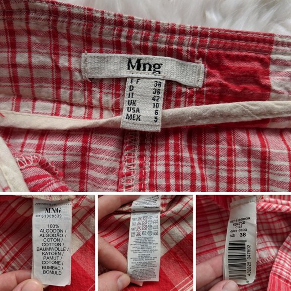 Mng Plaid A-Line Skirt with Exposed Zippers Sz 6 - Picture 8 of 8